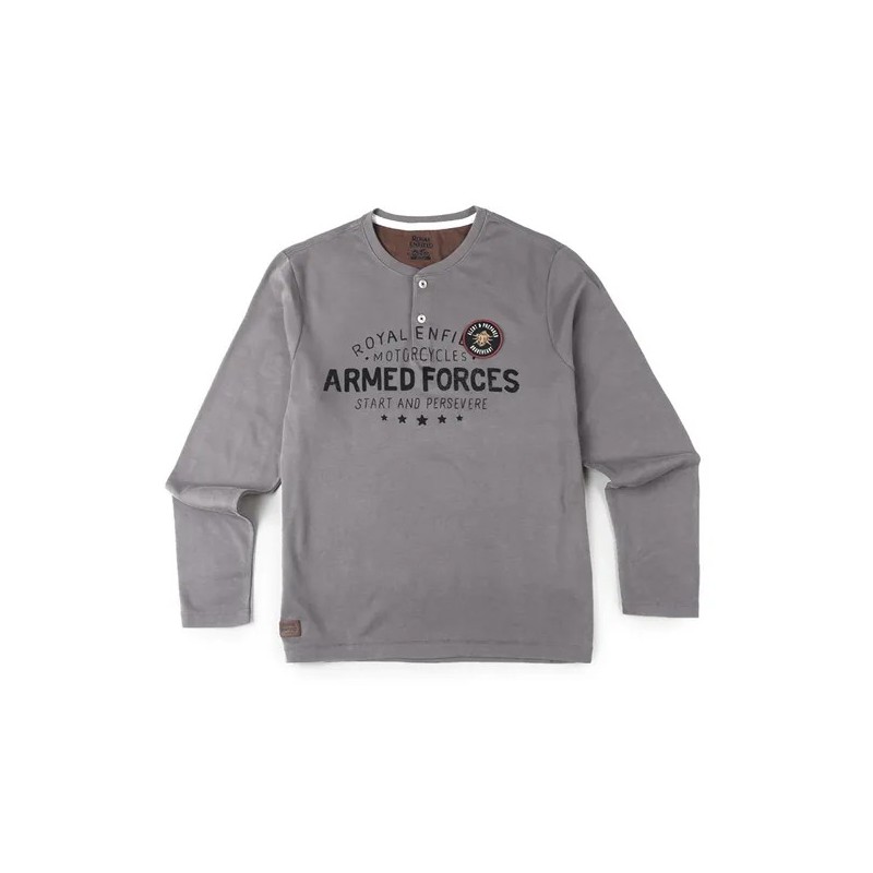 Royal Enfield Henley Long Sleve T-Shirt Charcoal