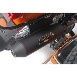 2in1 exhaust system upswept, slip on, black, w/o catalyst
