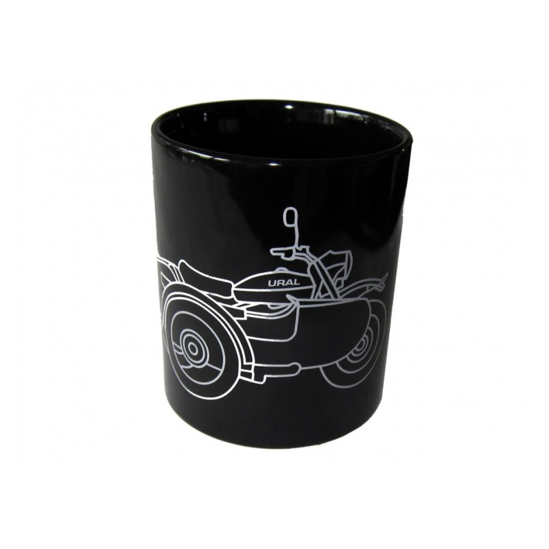 Ceramic cup black Ural side view