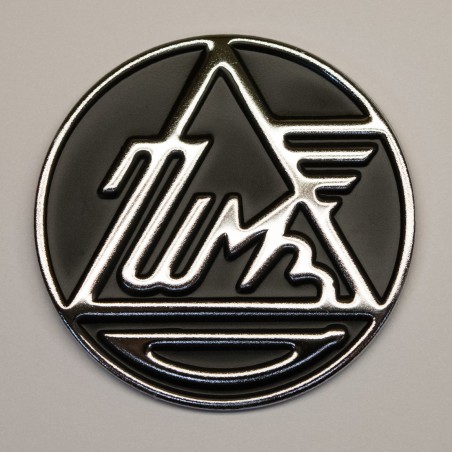 Metall Tank Aufkleber IMZ-Logo chrom