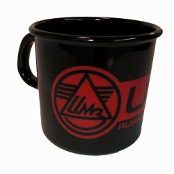 Blechtasse/Emailbecher schwarz mit Ural Logo