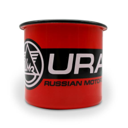 Blechtasse/Emailbecher Rot mit Ural Logo