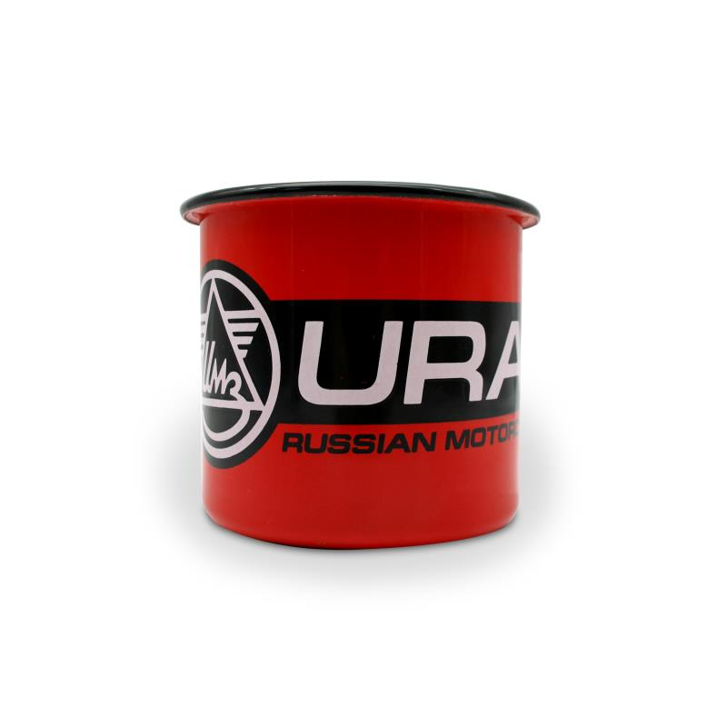 Blechtasse/Emailbecher Rot mit Ural Logo