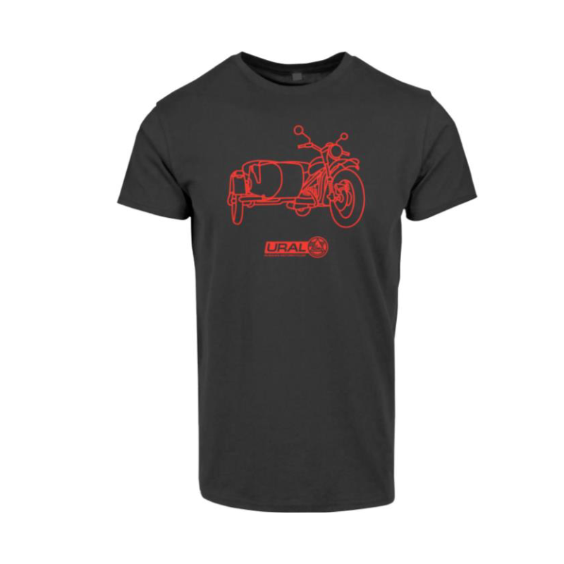 T-shirt schwarz mit Ural Gespann in rot