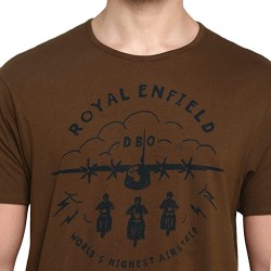 Royal Enfield T-Shirt DBO World´s highest Airstrip braun