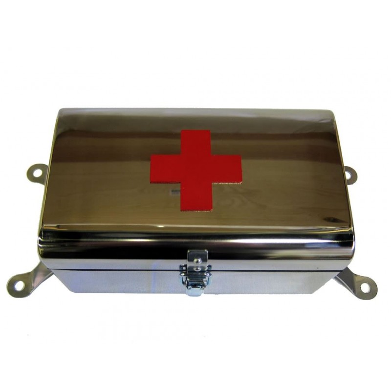 Erste Hilfe Box Edelstahl mit Rotes-Kreuz Logo
