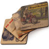 Royal Enfield 120 Jahre Holzuntersetzer Set - 4 Stk