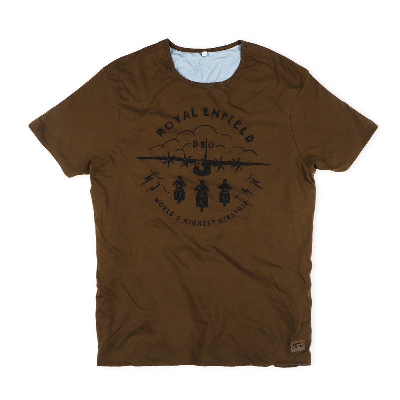T-Shirt Royal Enfield DBO World´s highest Airstrip, brown