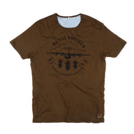 Royal Enfield T-Shirt DBO World´s highest Airstrip braun