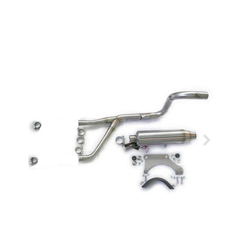 2in1 exhaust system upswept, slip on, stainless, w/o catalyst