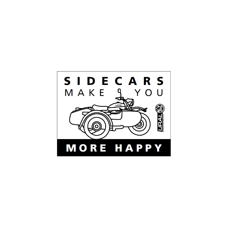 Sticker "Sidecars make you more happy" 10x7,5 cm