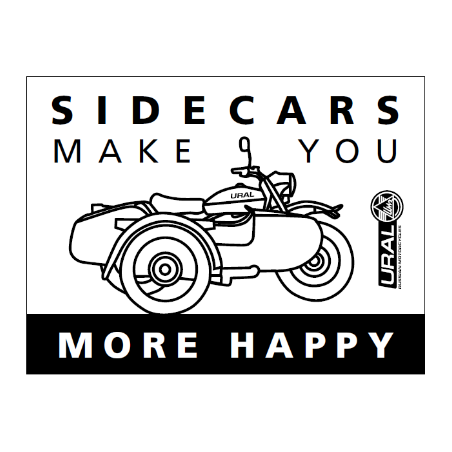 Sticker "Sidecars make you more happy" 10x7,5 cm