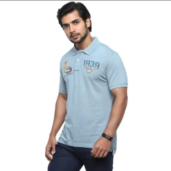 Royal Enfield Dispatch Rider Polo T-Shirt Sea Blue