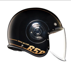 Royal Enfield Bobber Jet Helmet SUPER METEOR 650 SPIRIT GOLD HELMET - BLACK
