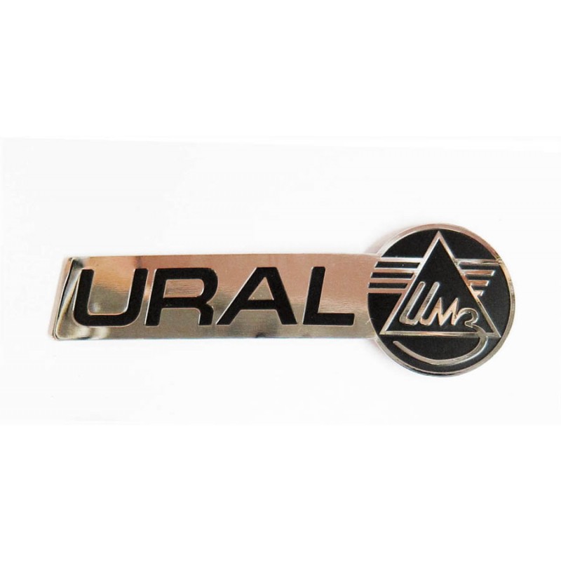 Ural logo gastank sticker, chrome leftside