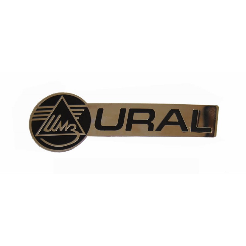 Ural logo gastank sticker, chrome rightside