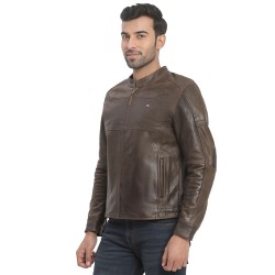 Royal Enfield dark tan leather jacke