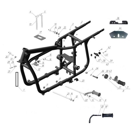 Black Passenger footrest, foldable, without rubber bumper